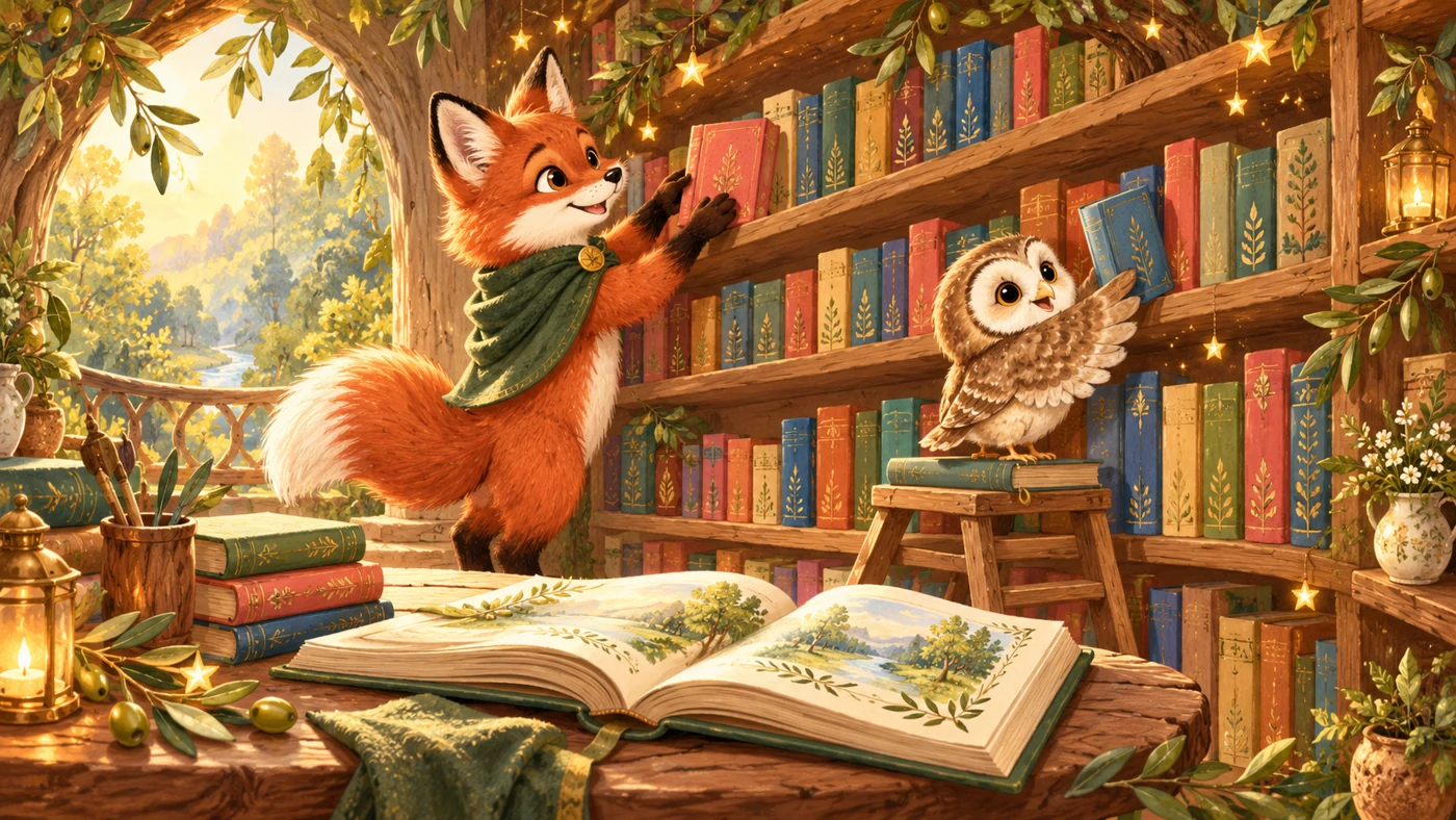 Vos en uil ontdekken een bibliotheek vol bijbelboeken